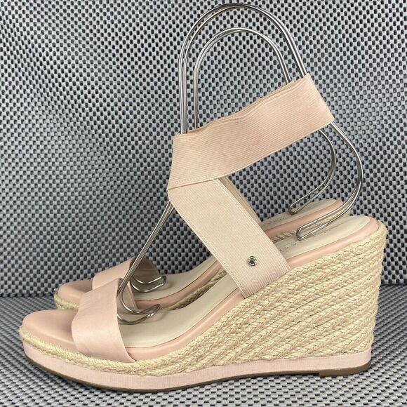 Cole Haan Wedge Espadrille Shoes Womens 9.5 B Cream Light Pink Open Toe Sandals - Picture 2 of 16